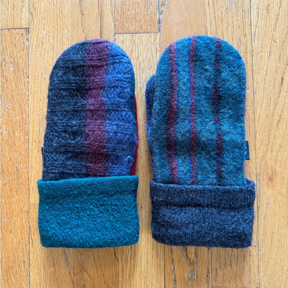 Baabaazuzu, Sweater Mittens w/o Buttons, Multi-Green/Gray, OS